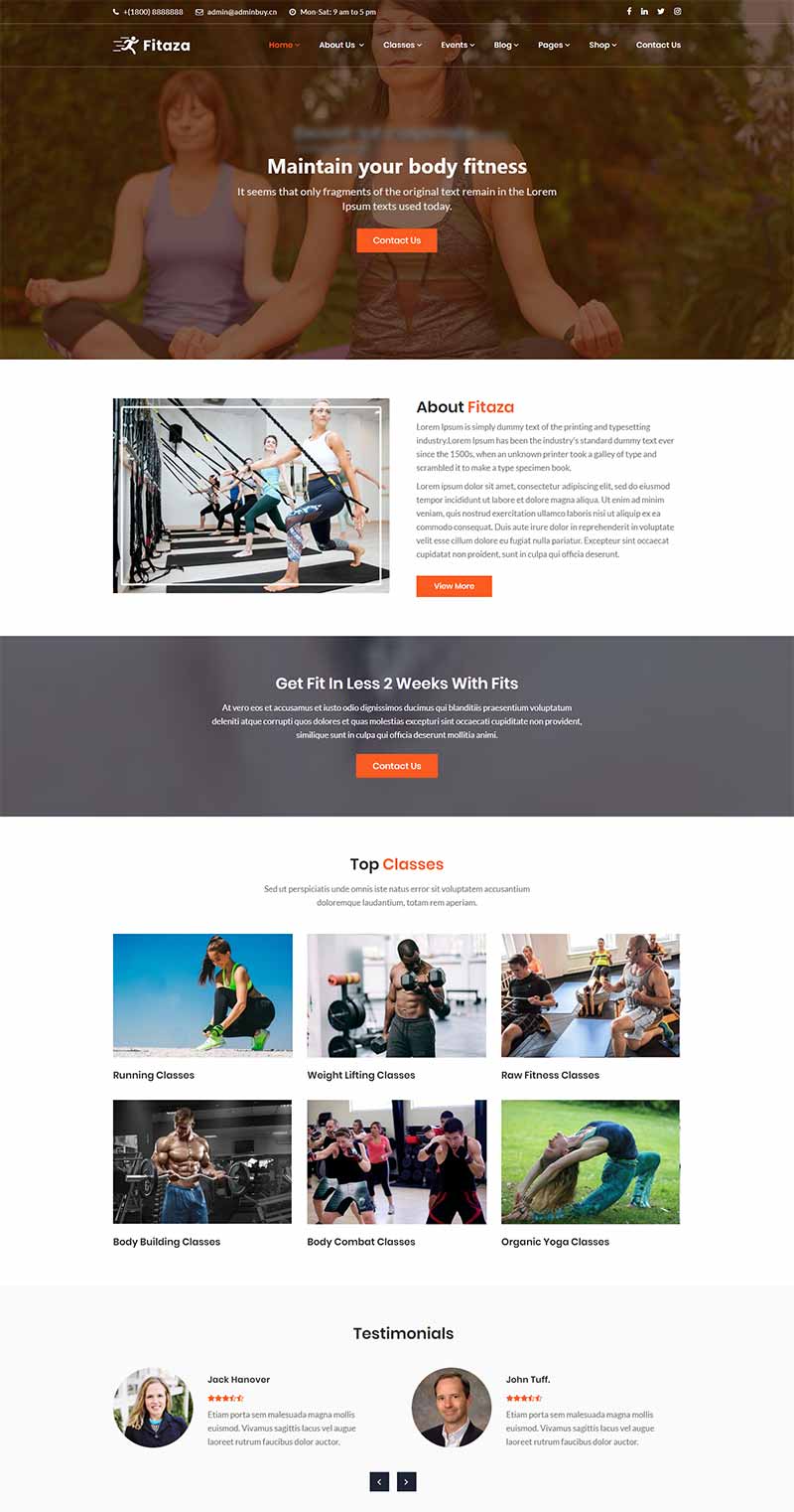 精美的健身瑜伽类Bootstrap静态HTML网站模板