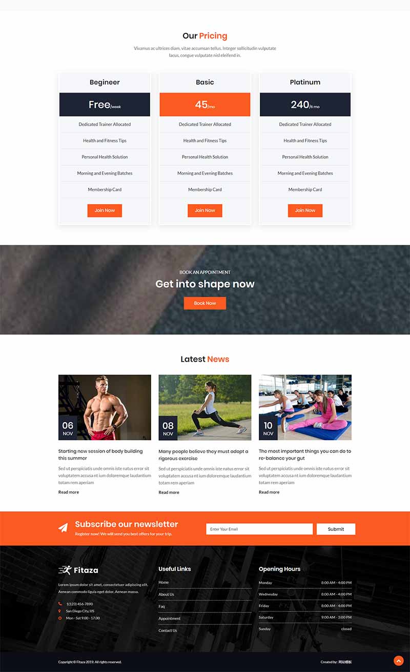 精美的健身瑜伽类Bootstrap静态HTML网站模板