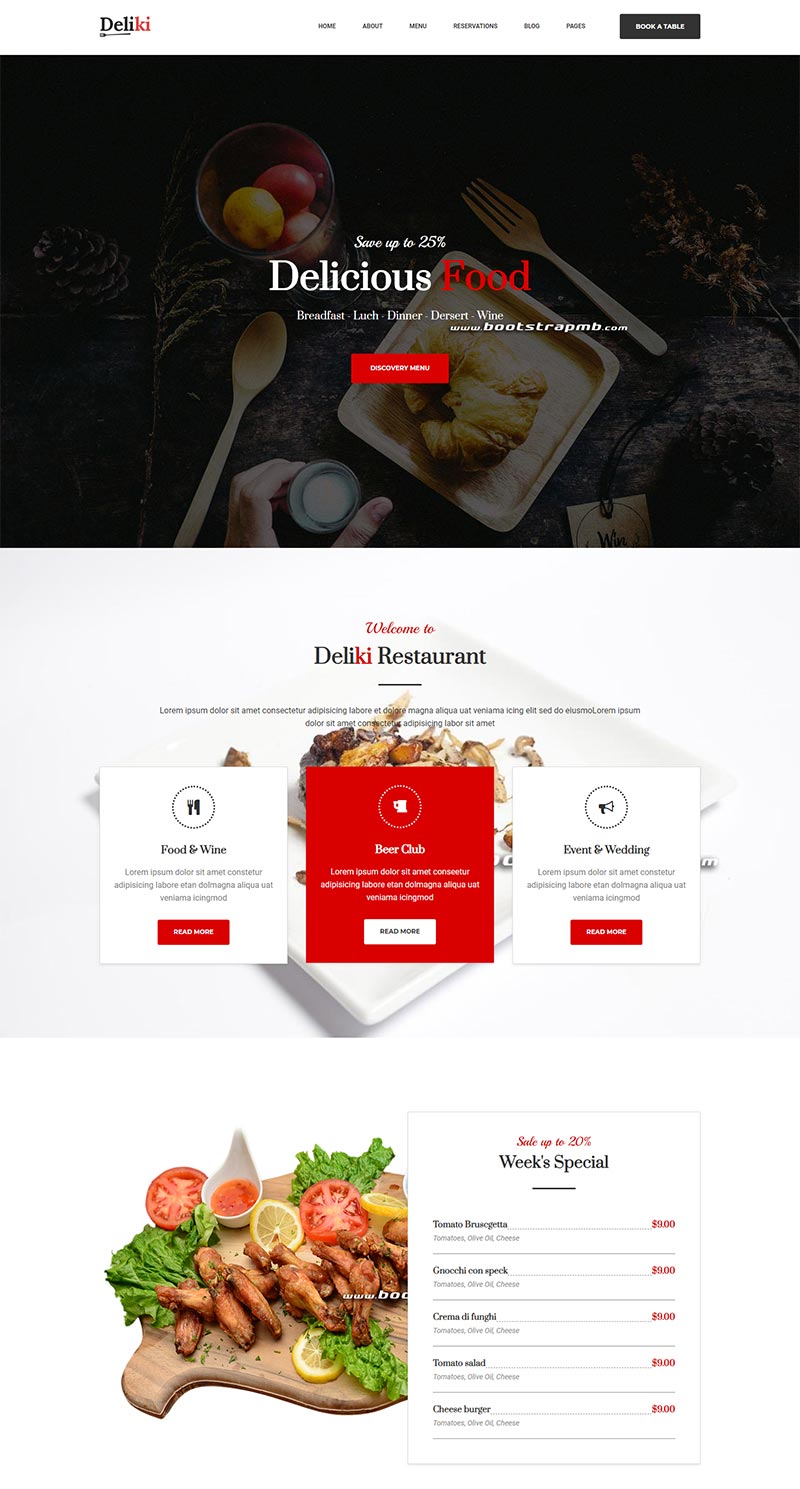 大情景餐饮美食网站Bootstrap动态html网站模板-零度空间