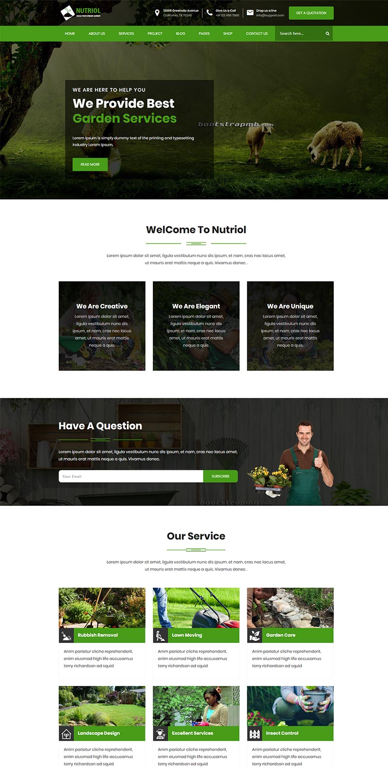 色的花圃设计办事Bootstrap网站html模板-零度空间