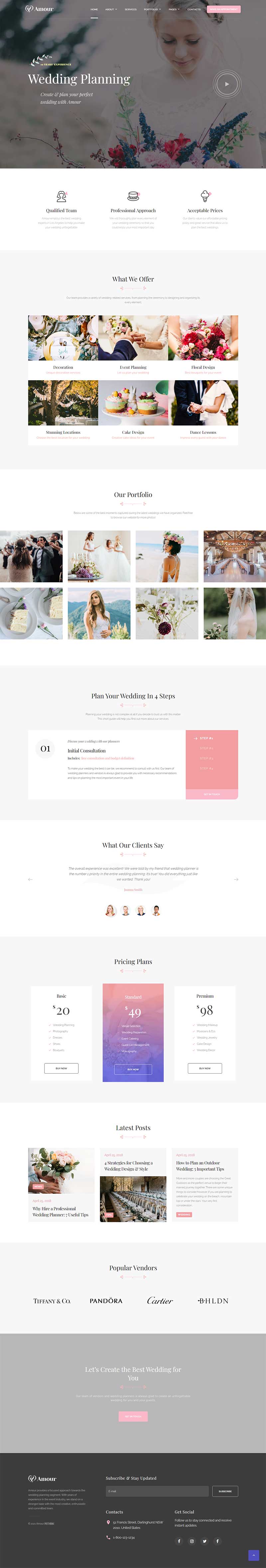 粉色繁复的婚庆婚礼筹谋网站模板html-零度空间