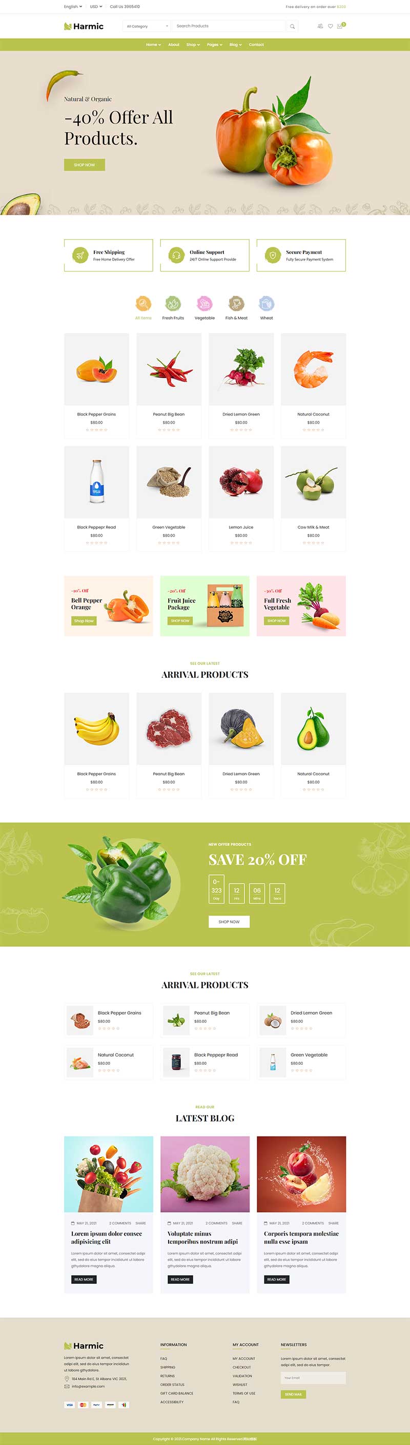 菜蔬生果生鲜超市电商前端html网站模板-零度空间