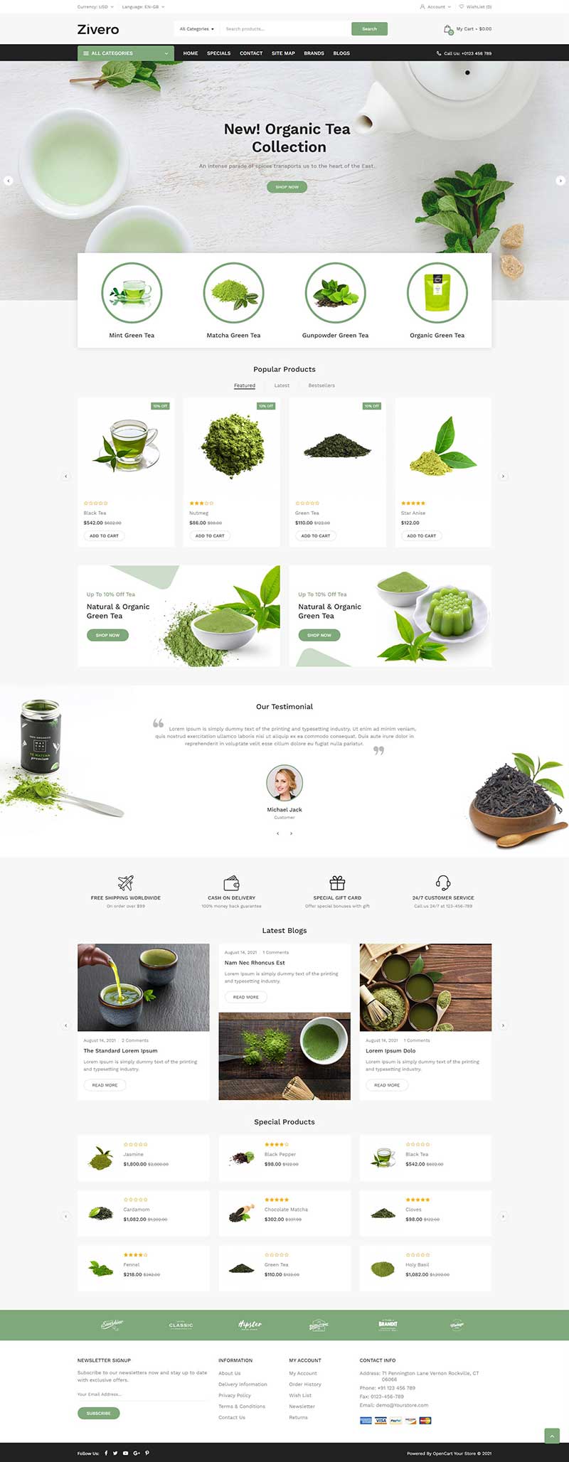 图片[1]-绿色小清爽html绿茶商城网站模板-零度空间