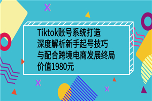 Tiktok账号体系打造，深度解析老手起号技能与跨境电商成长结局代价198神仙道元-零度空间